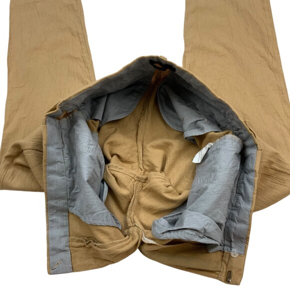 Patprimo Chino Pants With Waistband Details 32 Beige Tan Slim Fit Flat Front - Picture 6 of 12